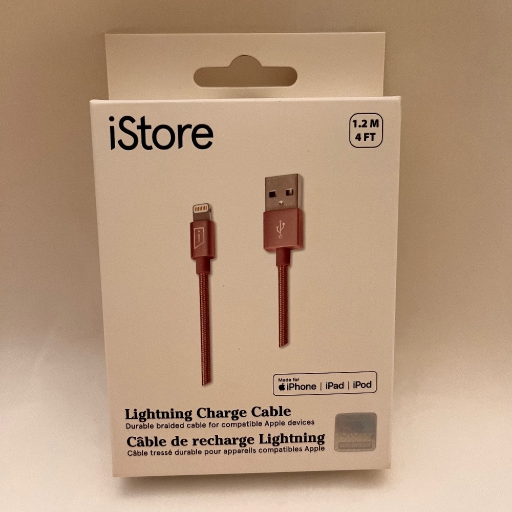 iStore Lightning Charge Cable 4 Foot / 1.2 Meter Rose Gold Charge & Sync Cable